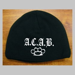 A.C.A.B. čierna pletená čiapka stredne hrubá vo vnútri naviac zateplená, univerzálna veľkosť, materiálové zloženie 100% akryl